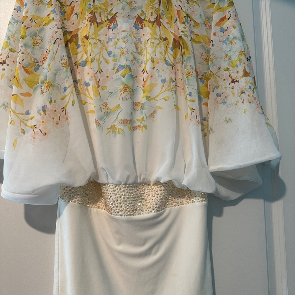 crystal embellished floral dress.